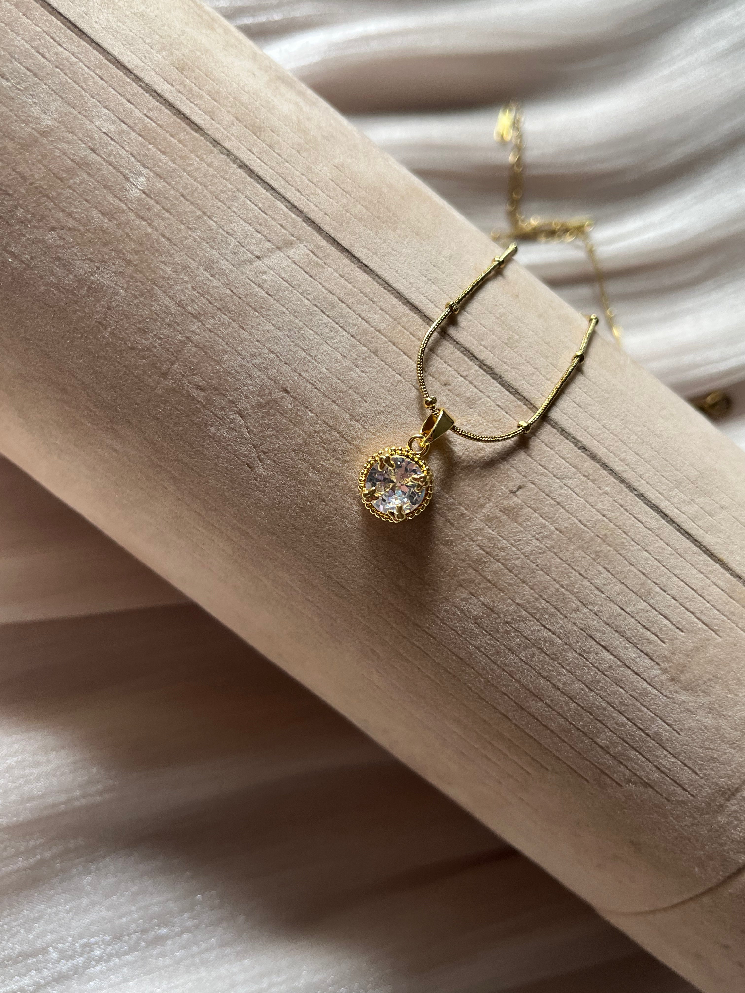 Solitaire Beaded Chain Necklace